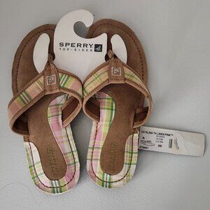NWT Sperry Catalina Pink Linen Plaid - Size 6 M